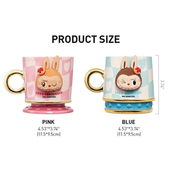 SET OF 2-POP MART LABUBU THE MONSTERS Let's Checkmate Series-Mugs,‎ PINK & BLUE - Picture 11 of 16